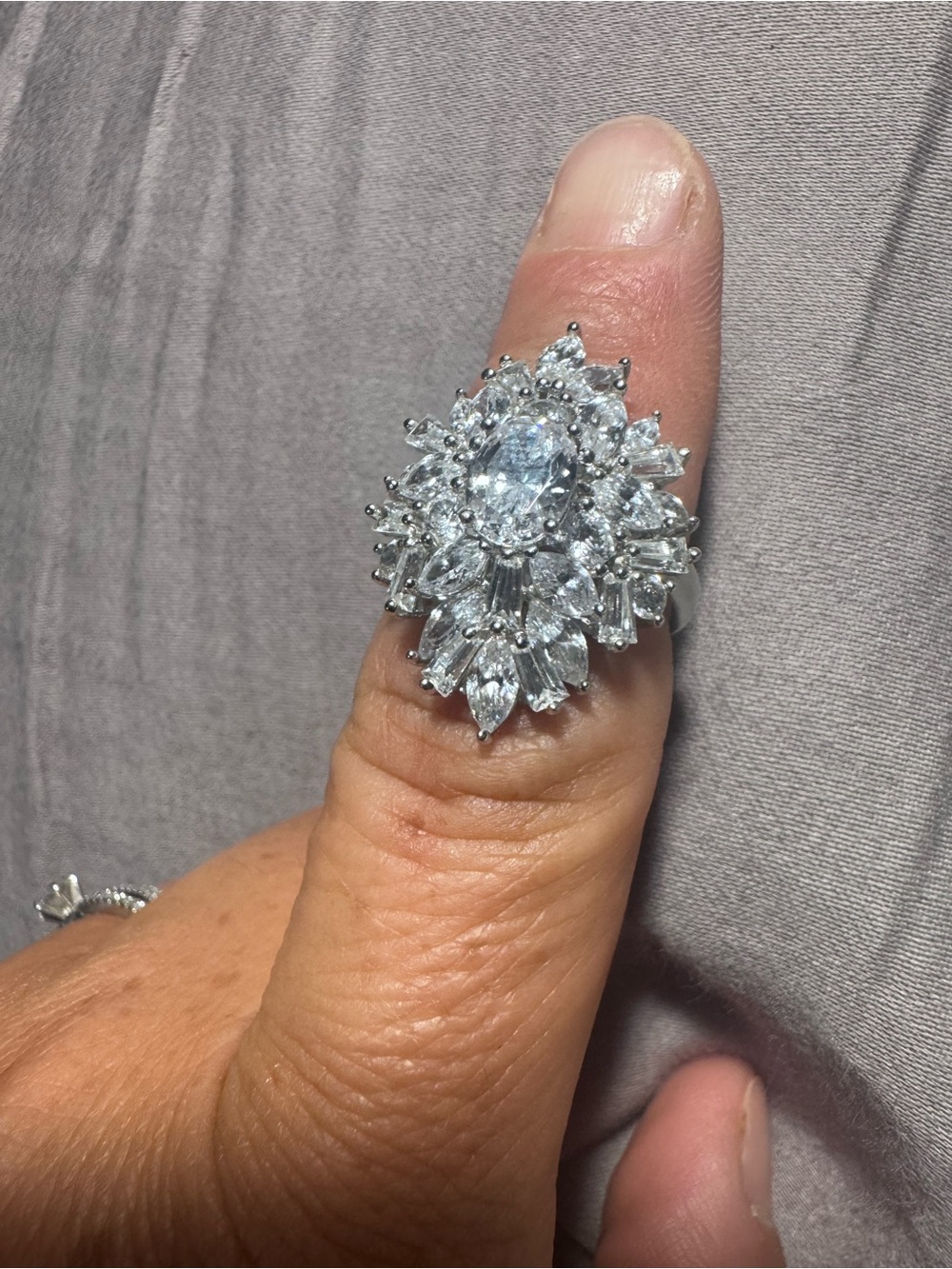 Vintage FE Facon 925 Sterling Starburst Cluster Ring